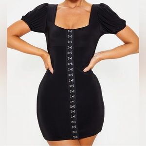 PLT Slinky Hook & Eye Puff Sleeve Bodycon Dress